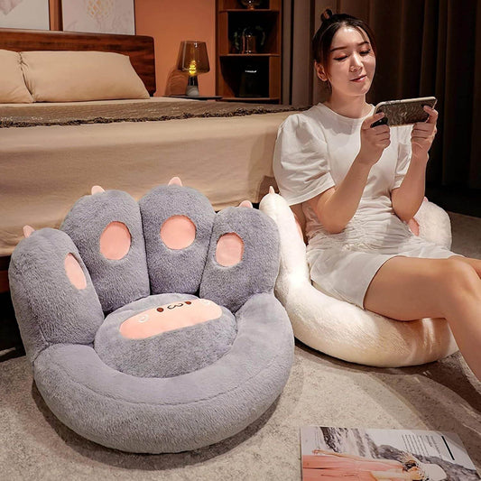 Cute Seat Cushion Cat Paw Shape Floor Cushion With Detachable Sheep Plush For Gamer Chair Reading Pillow And Leisure Lazy Sofa For Dining Room Office Bedroom Chair Cushion - Mubimart
