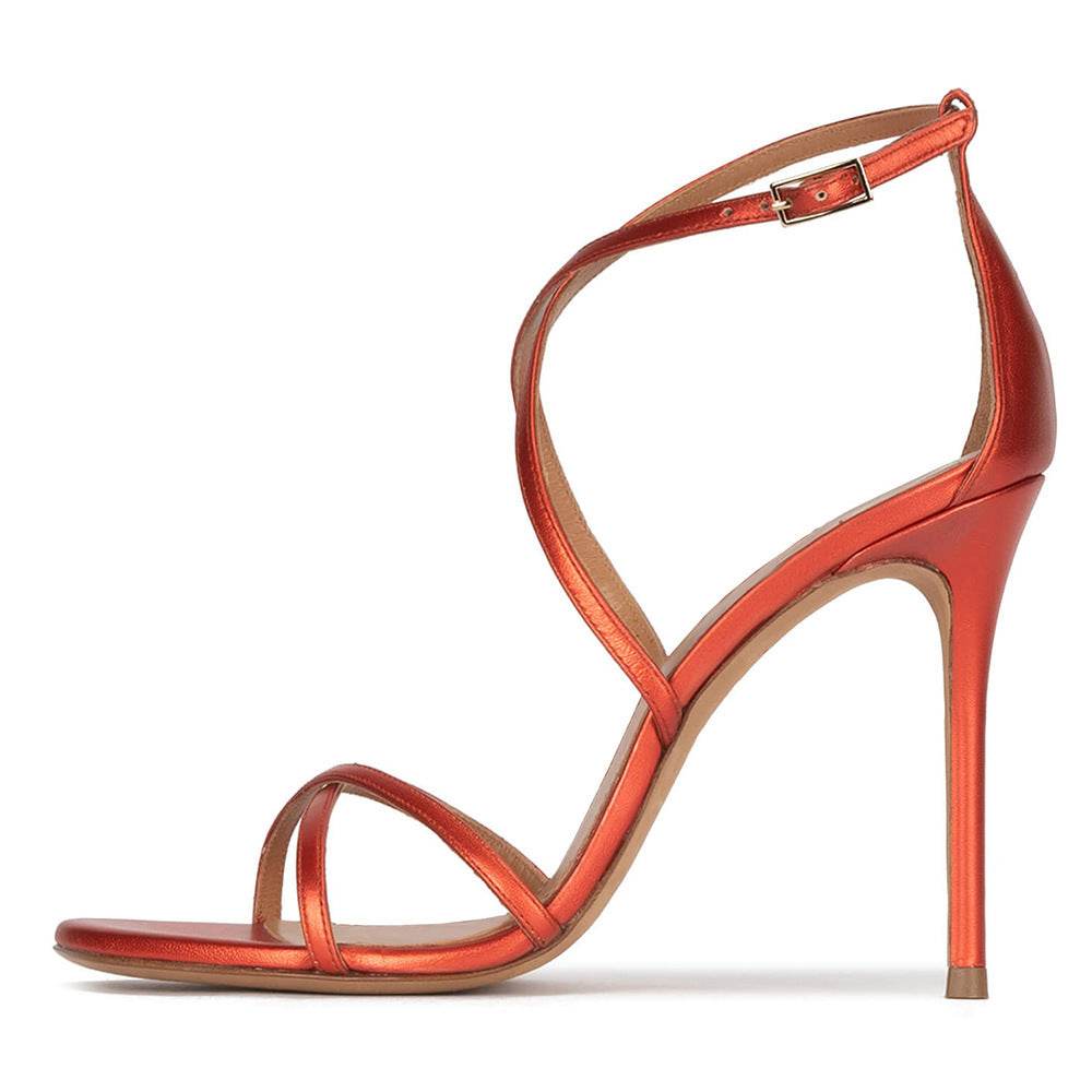 Plus Size Round Head Strap Women's High-heeled Sandal - Mubimart