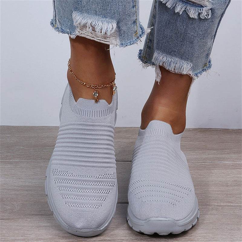 Knit Sock Shoes Women Comfortable Breathable Flats Shoes Walking Running Sneakers - Mubimart