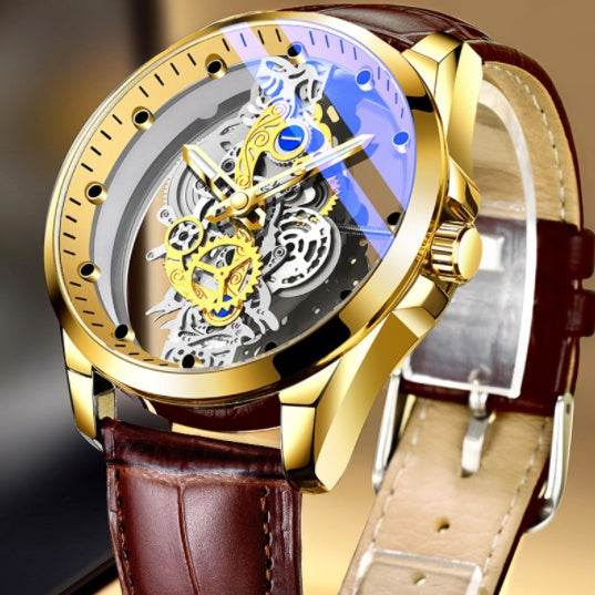Men Watch Skeleton Automatic Quartz Watch Gold Skeleton Vintage Man Watch Mens Watches Top Brand Luxury - Mubimart