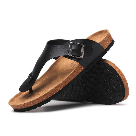 Slippers Summer Flip-Flops Beach Shoes Couples Cork Leisure Flip Flops - Mubimart