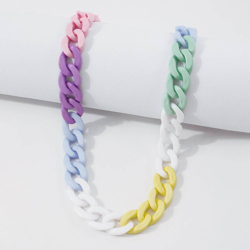 Alloy Acrylic Creative Thick Chain Necklace Women - Mubimart