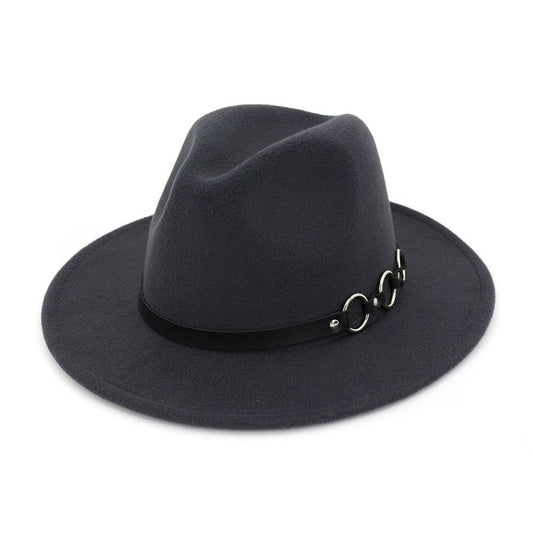 60cm Woolen Hat Gentleman Fedora Hat Flat Brim Big Brim Hat - Mubimart