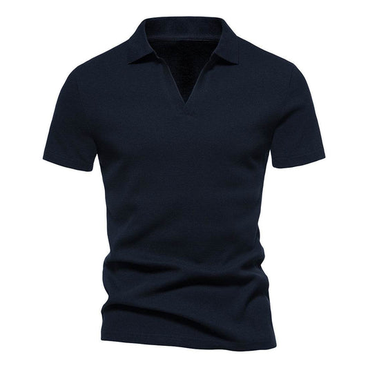 Henley Shirt Men's Short-sleeved T-shirt Henry Collar American Retro Men's Workout Top - Mubimart
