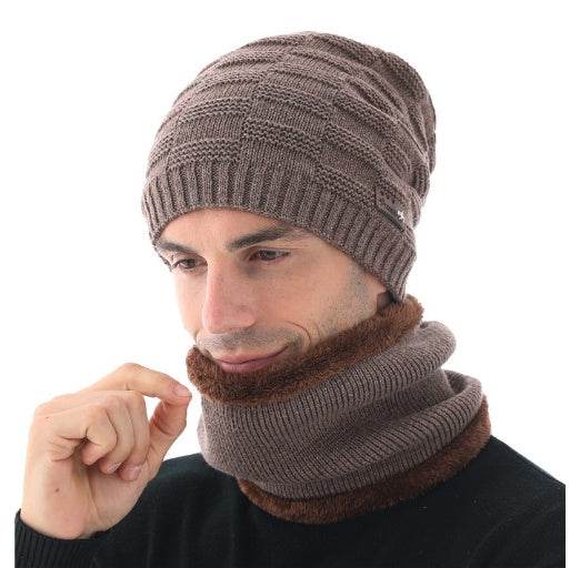 Wool Knitted Hat And Scarf Suit Men - Mubimart