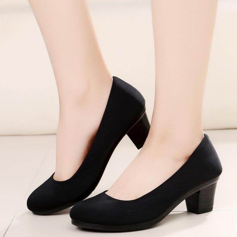 New Spring And Autumn Summer Old Beijing Cloth Shoes Women's Thin Shoes Black Work Shoes High Heels Non-slip Ceremonial Shoes - Mubimart