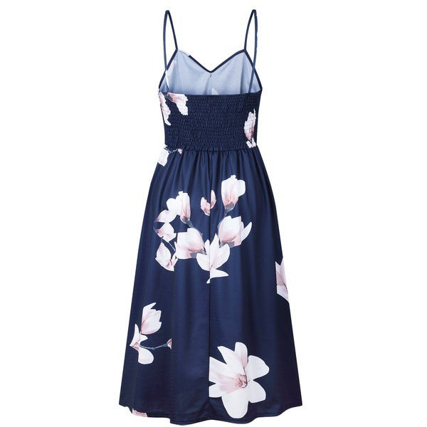 Printing Slip Dress - Mubimart -  