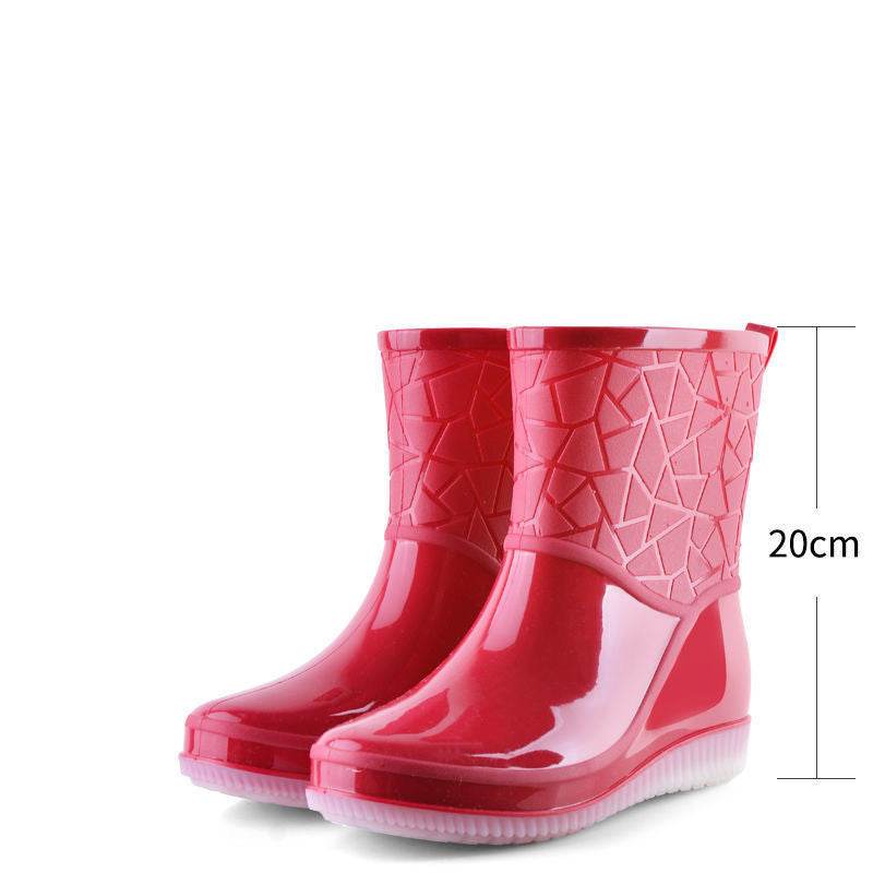 Women's Mid-low Fleece Rain Boots - Mubimart
