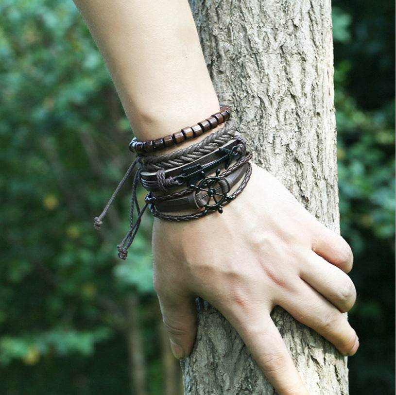 New Retro Student Beaded Bracelet Set Hand Weaving Bracelet Women - Mubimart