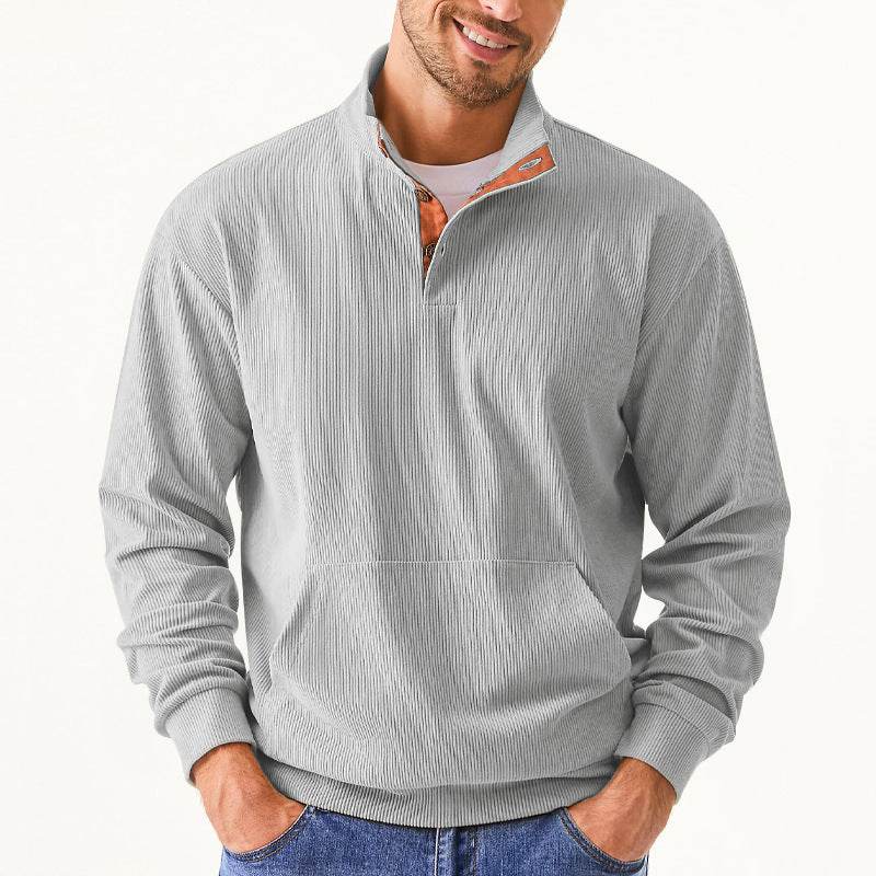Stand Collar Long Sleeve With Pocket Sweatshirt Men - Mubimart