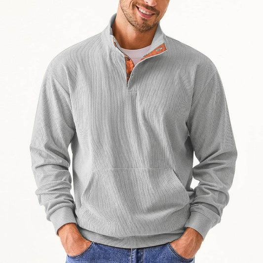 Stand Collar Long Sleeve With Pocket Sweatshirt Men - Mubimart