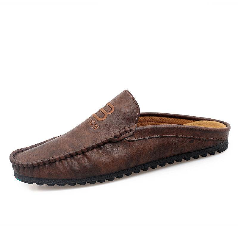 Men Leather Mules Casual Shoes Slipper Fashion - Mubimart