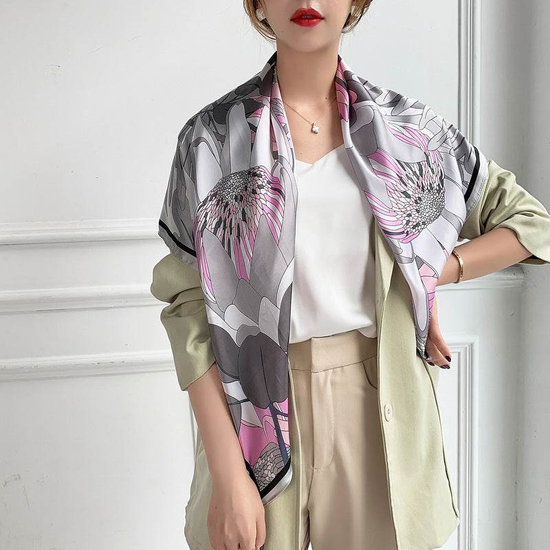 Fashion Silk Scarves Female Printing Hijab - Mubimart