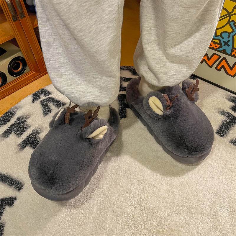 Two-wear One-word Slippers Men And Women Cotton Slippers - Mubimart