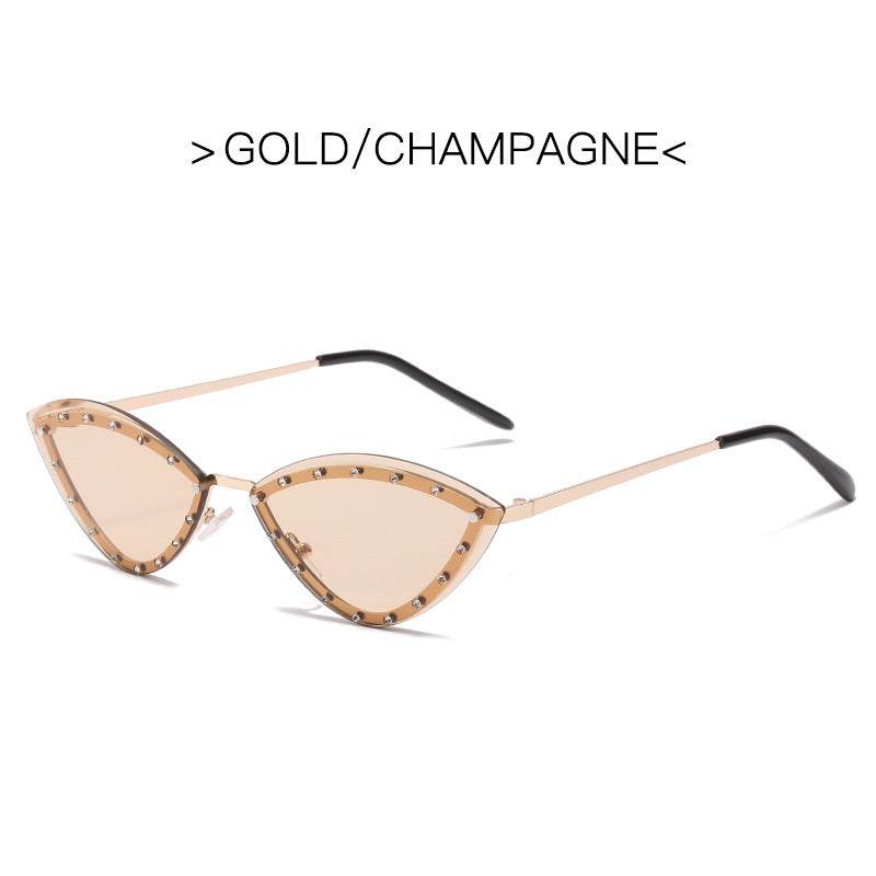 New Women's Fashion Cat Eye Round Triangle Sunglasses Frameless - Mubimart