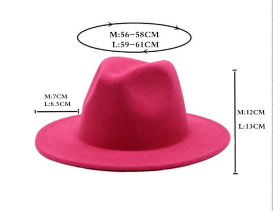 New Panama Flat Brim Fedora Hat Woolen Hat Men's And Women's Hats - Mubimart