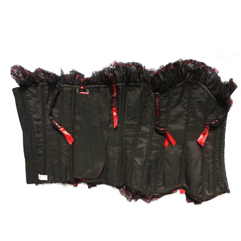Red And Black Garter Belt Red Lace Body Sculpting - Mubimart