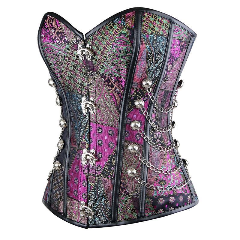 Court Corset Steel Rib Punk Corset - Mubimart -  