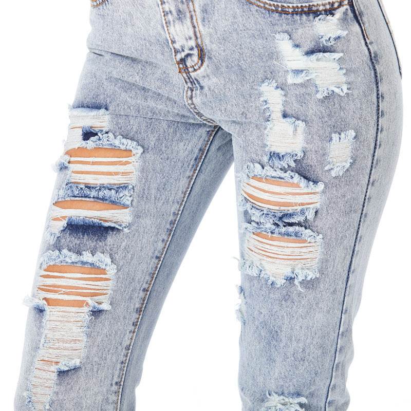 Jeans Women's Ripped Spring Casual Loose Jeans - Mubimart