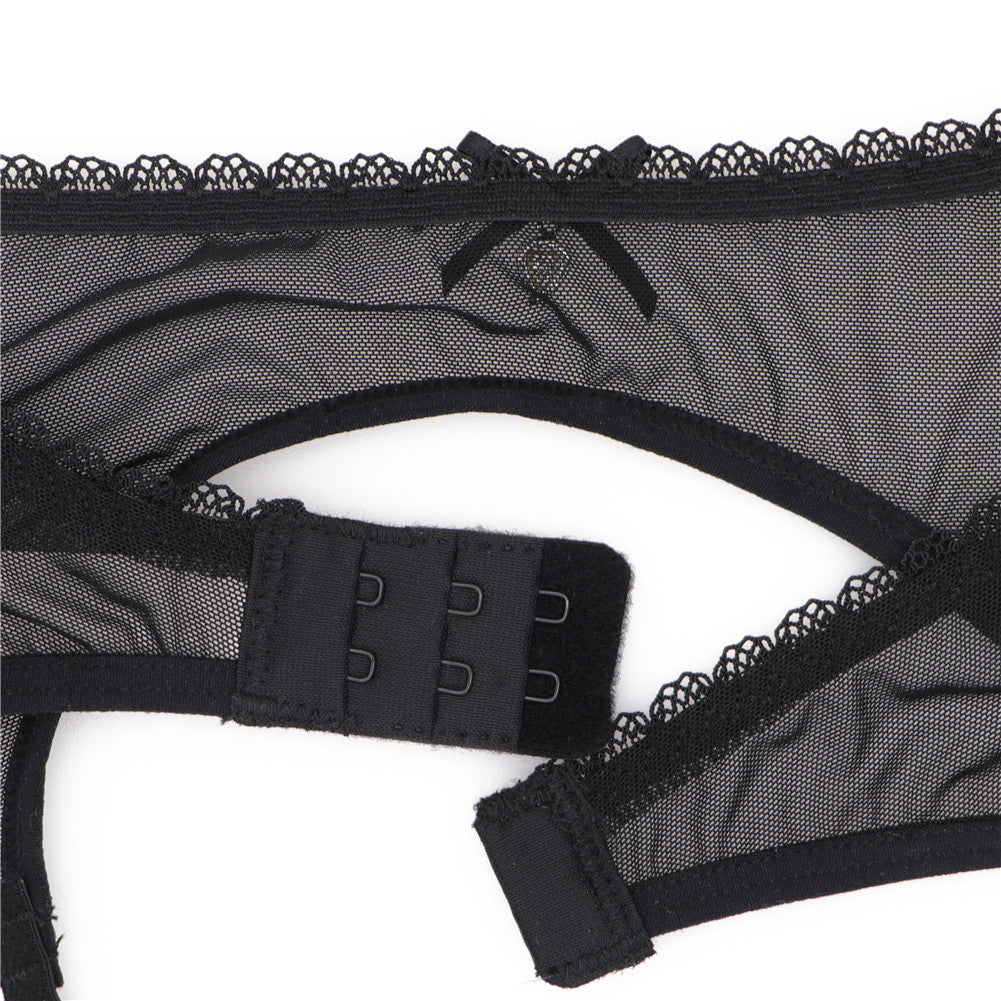 Lace Garter Belt Bra Stocking Set - Mubimart -  