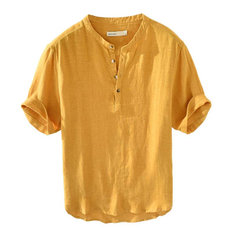 Linen Shirt Summer Half Sleeves Cotton Linen Shirt - Mubimart