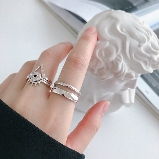 Irregular Double Opening Ring Women Wild Silver Ring