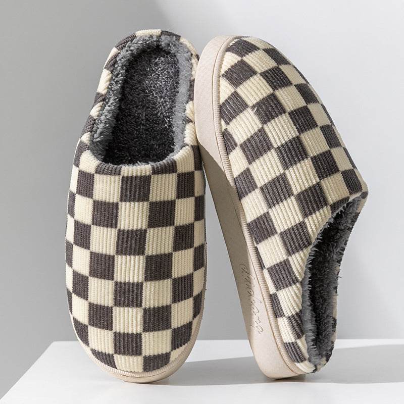 Gradient Slippers Plush Winter Shoes Women House Bedroom Slippers - Mubimart