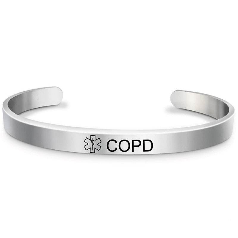 Fashion Silver Plated Medical Alert Cuff Bracelet EPILEPSY Diabetic Allergy Stainless Steel Bangle For Women Men - Mubimart