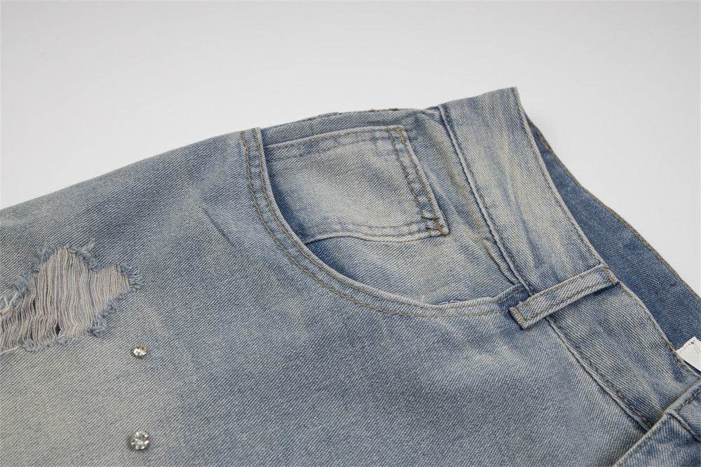 Ripped Denim Shorts For Men And Women - Mubimart