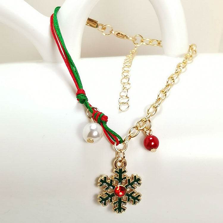 New Christmas Snowman Santa Claus Tree Snowflake Elk Bracelet Christmas Gift Charm Bracelet Chain Pendant For Women New Year Fashion Gift - Mubimart