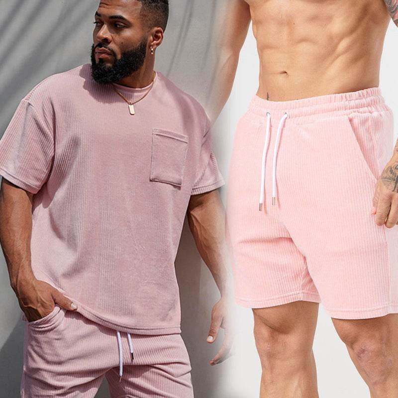 Men's Workout Exercise T-shirt Shorts Suit - Mubimart