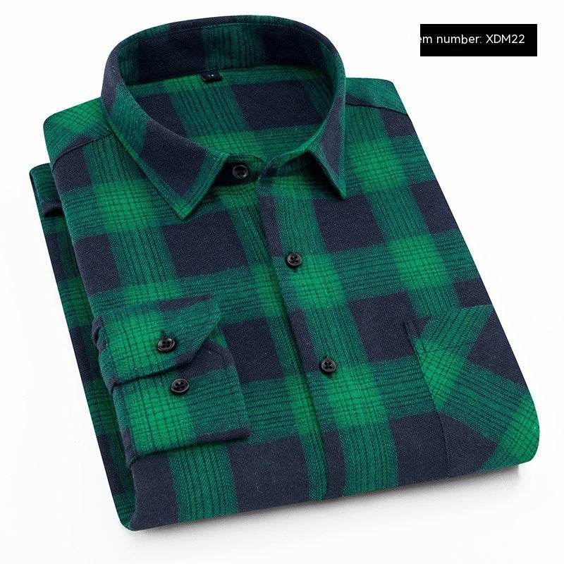 Men's Casual Flannel Long-sleeved Shirt - Mubimart