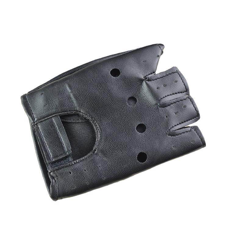Men's Half Finger Hollow Leather Gloves - Mubimart