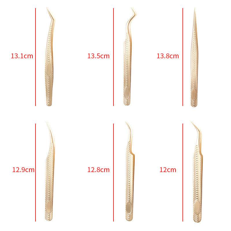 Stainless Steel Eyelash Flowering Tweezers Golden Grafting Eyelash Tweezers - Mubimart