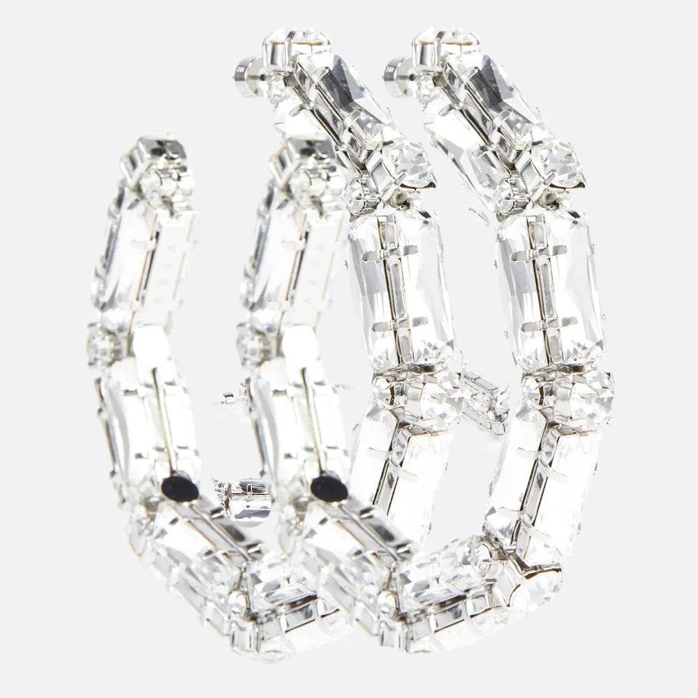 Rhinestone Earrings Personalized Fashion Hoop Exaggerated Earrings Versatile Accessories For Women - Mubimart