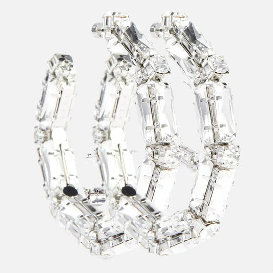 Rhinestone Earrings Personalized Fashion Hoop Exaggerated Earrings Versatile Accessories For Women - Mubimart