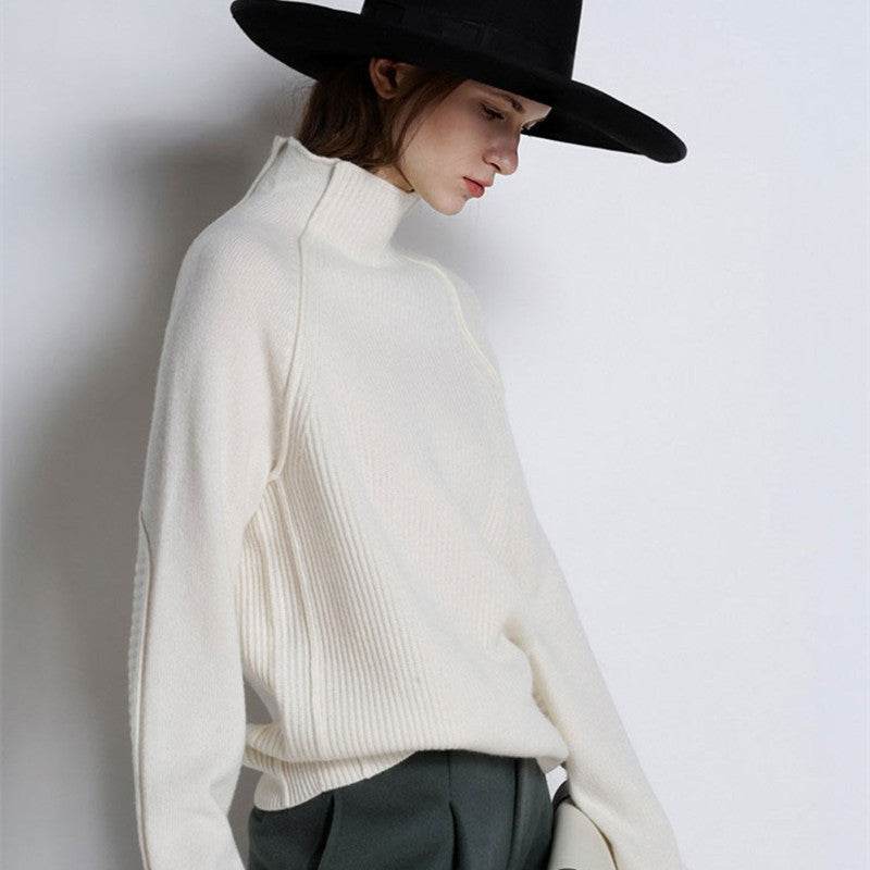 Turtleneck Cardigan Women's Loose Sweater Lazy Style Large Size Sweater - Mubimart