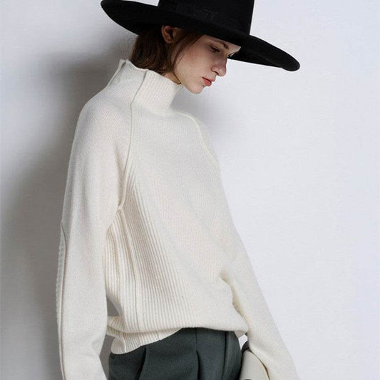 Turtleneck Cardigan Women's Loose Sweater Lazy Style Large Size Sweater - Mubimart