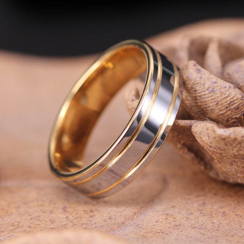 A Pair Of Tungsten Gold Rings For Men And Women For Marriage Proposal Gold Ring - Mubimart