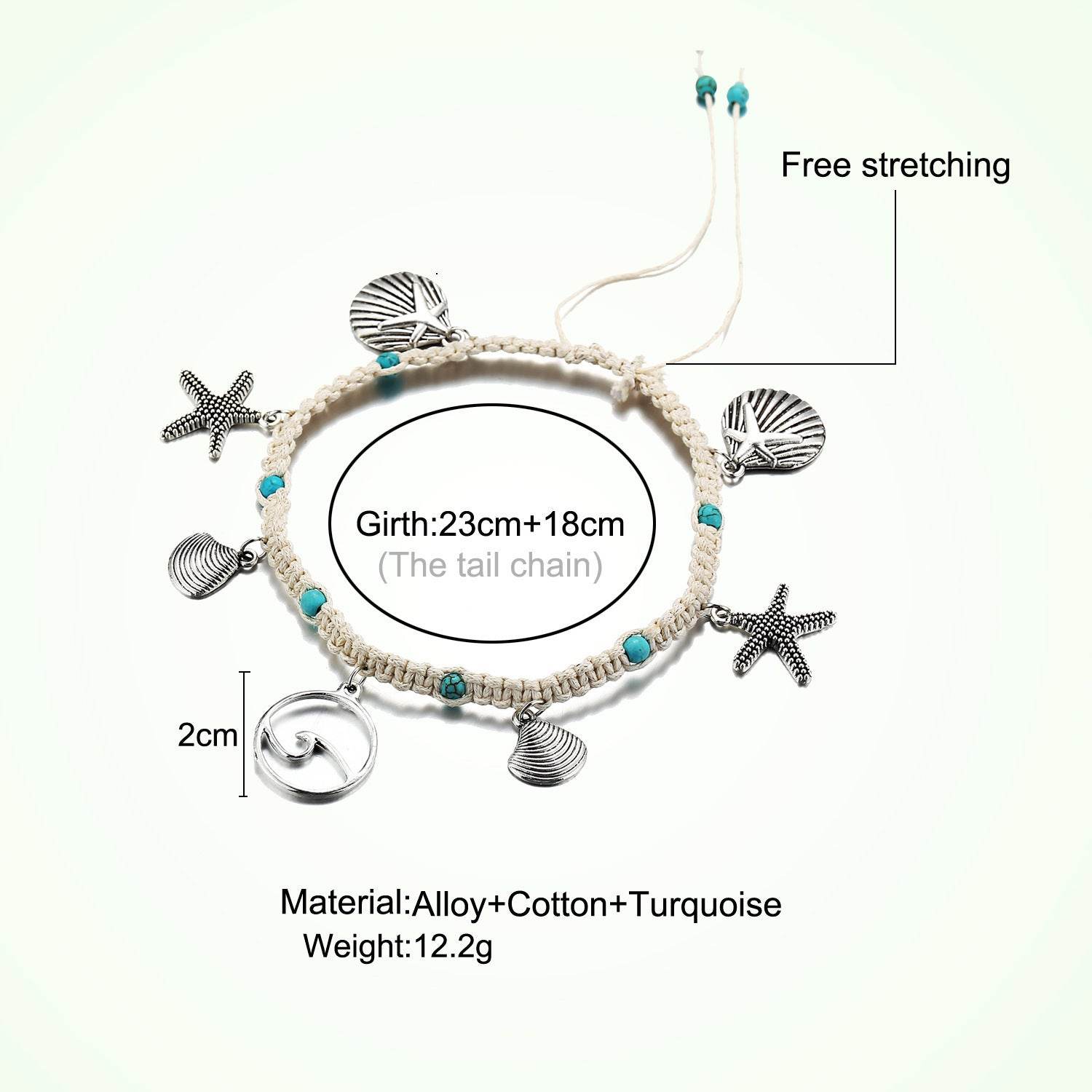 Simplicity Anklets Green Blue Color Star Fish Anklet Women Beach Foot Jewelry Leg Chain Ankle Bracelets Foot Accessory - Mubimart