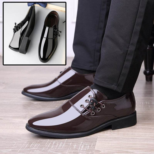 Trending Italian Patent Leather Shoes For Men Business Shoe Lace Up Oxfords Plus Size Male Wedding Party Shoes Men Black Leather - Mubimart