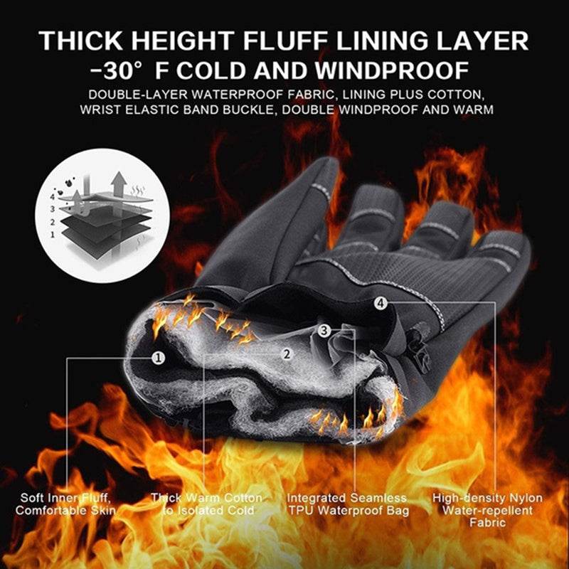 Winter Gloves Touchscreen Non-Slip Unisex Waterproof Windproof Warm Cycling Ski Sports Gloves Women Men - Mubimart
