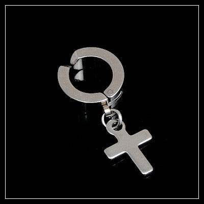 Tassel Black Earrings Without Pierced Cross Wolf Men And Women Tide Earrings - Mubimart