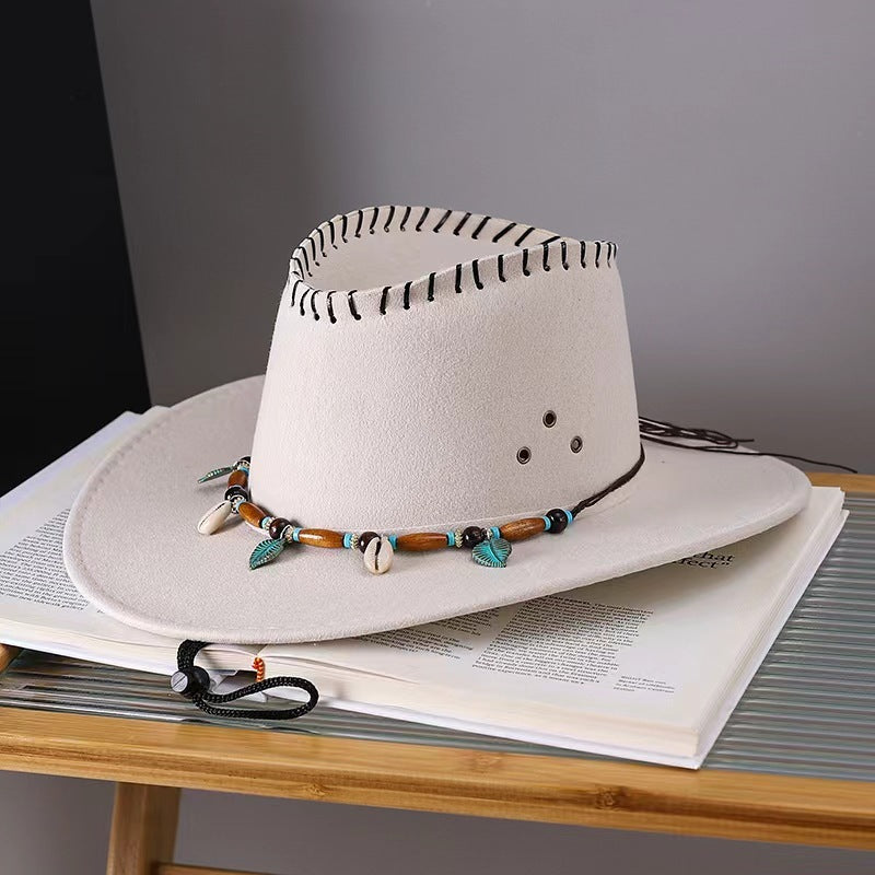 Western Cowboy Hat Men's And Women's Gem Chain Fedora Hat