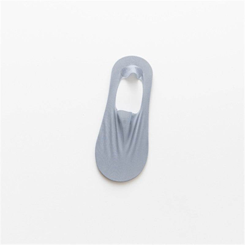 Ice Silk Low Top Socks Cotton Bottom Invisible Thin Silicone Non-slip Tight - Mubimart