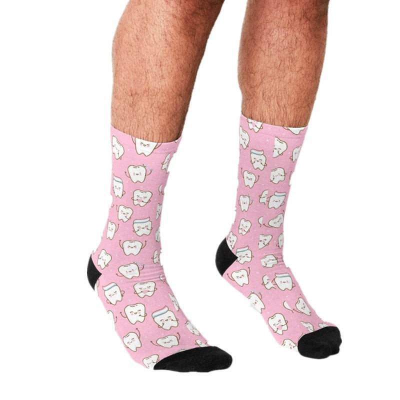 Men's Cartoon Unique Europe And America Cross Border Athletic Socks Digital Printing Lovers' Socks - Mubimart