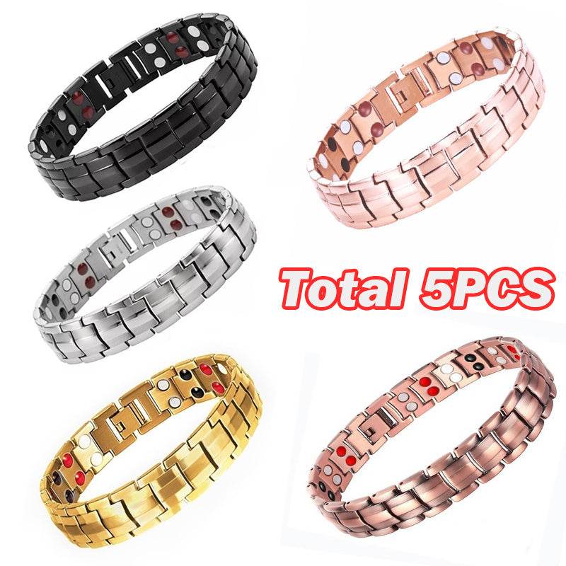 Anion Bracelet 15Mm Detachable Double Row Magnet Anion MenS Bracelet Anion Bracelet 15MM Detachable Double Row Magnet Anion Mens Bracelet - Mubimart