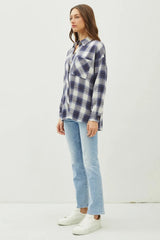 Be Cool Plaid Flannel Button Down Shirt With Chest Pocket