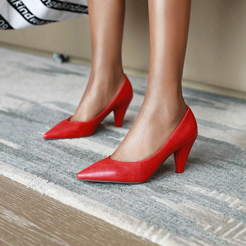 Women's Work Shoes Professional Cone-shaped Heel Pointed High Heels - Mubimart
