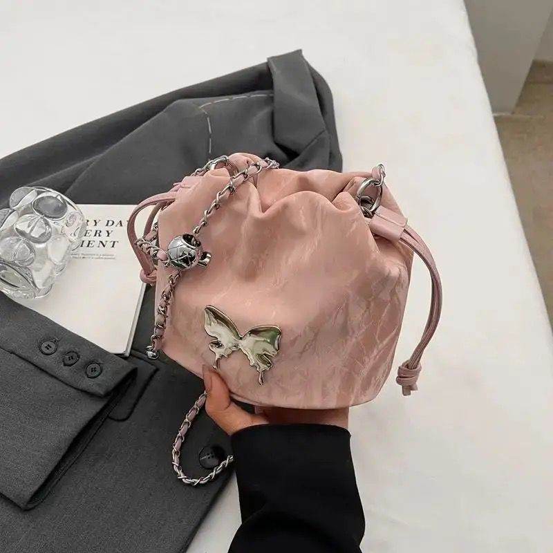 Designer Chain Crossbody Fashion Bucket Bag - Mubimart